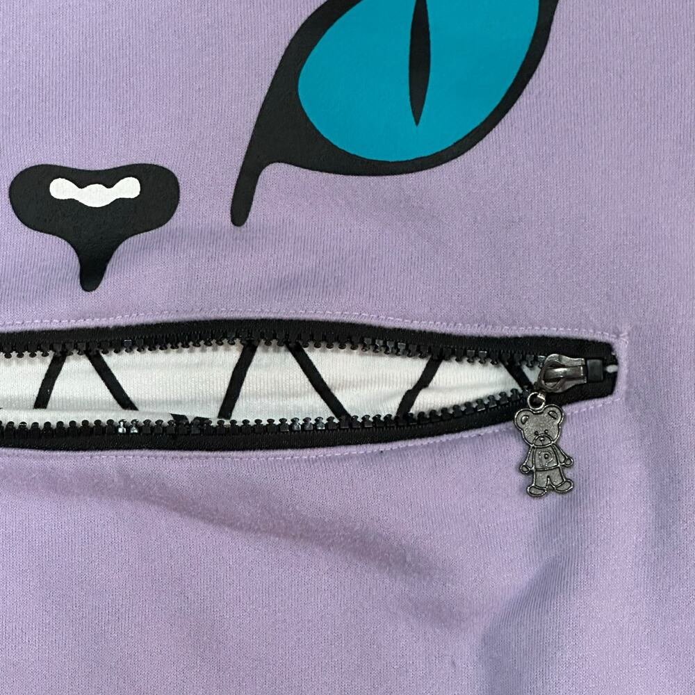 Loucuc Purple Cat Face Sweatshirt with Zipper Mouth – Size XL - Picture 3 of 4